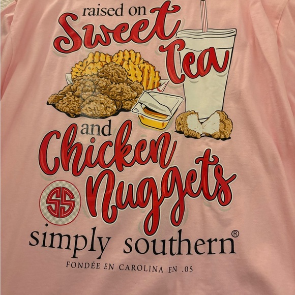 Simply Southern Tops - Simply Southern Ladies Pink "Sweet Tea and Chicken Nuggets" Tee XL